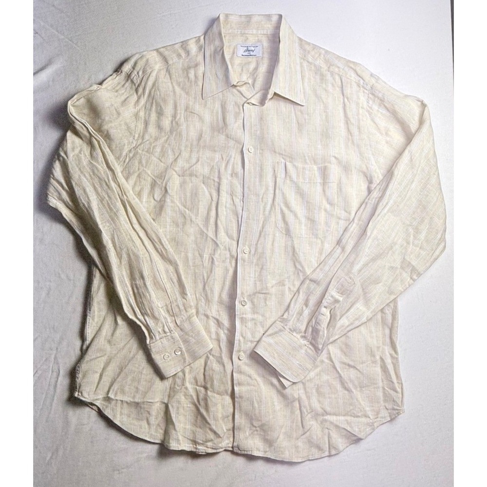 Brioni for Neiman Marcus Mens Striped Button Down Shirt Tailored in Italy-2528